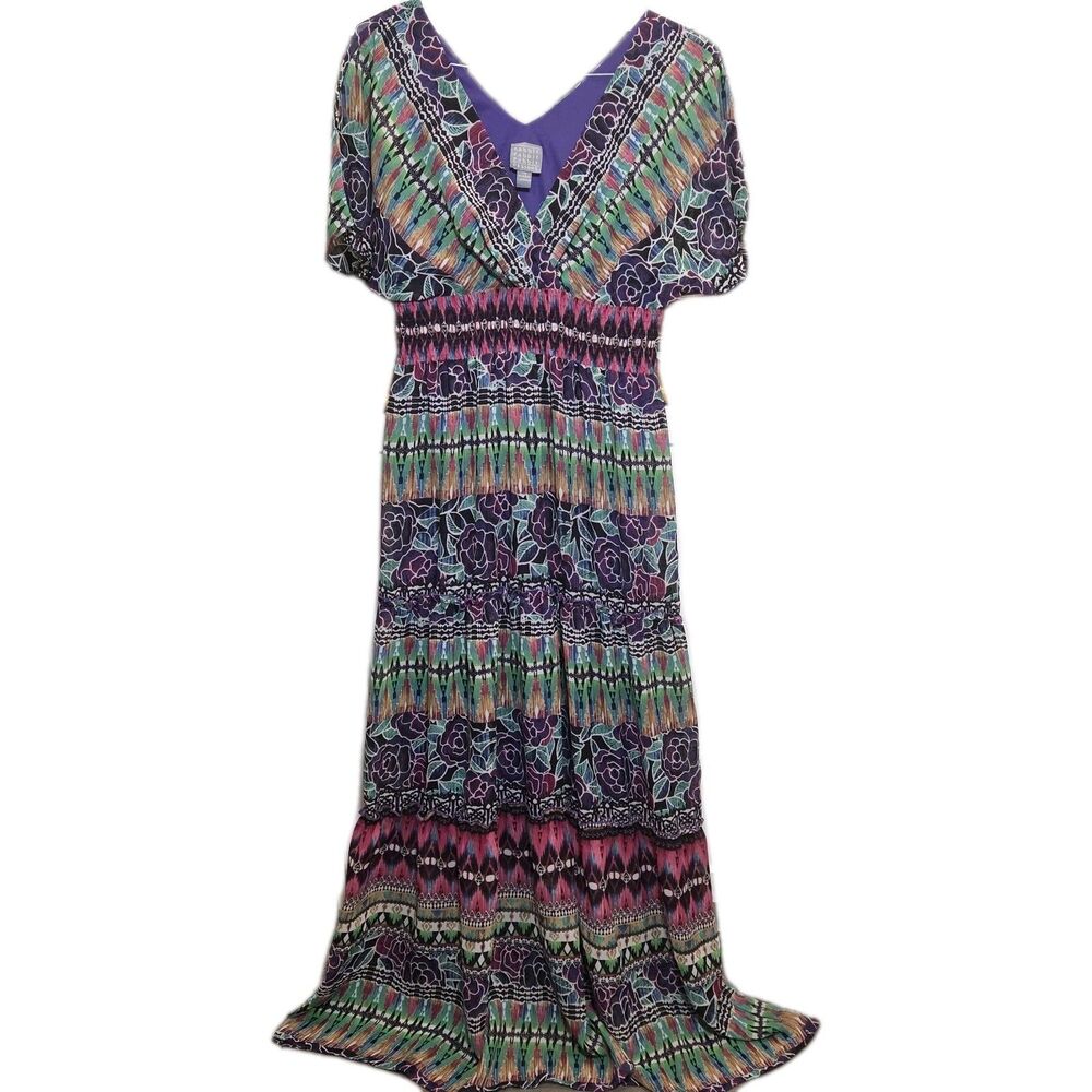 Rabbit Rabbit Rabbit Boho Chic Maxi Dress Size 10 V Neck Flutter Sleeve